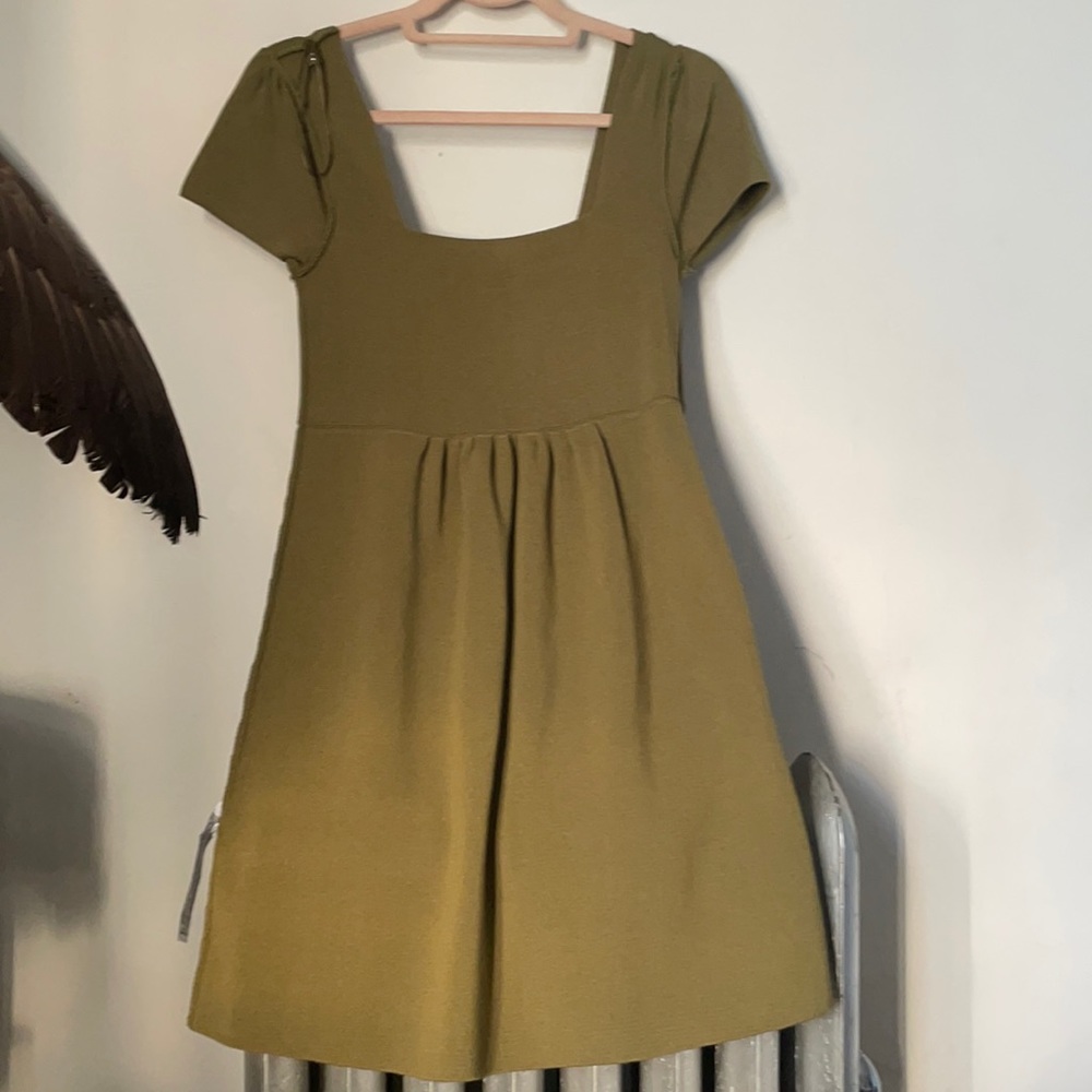 Zara green square neck dress